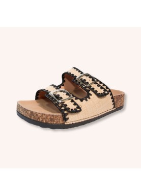 Sandale double boucle en liège