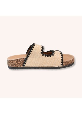 Sandale double boucle en liège