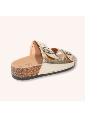 Sandale métallisée double boucle