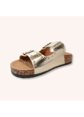 Sandale métallisée double boucle