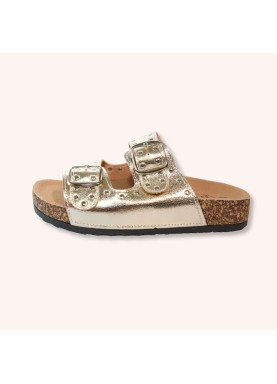 Sandale métallisée double boucle