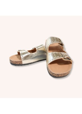 Sandale métallisée double boucle