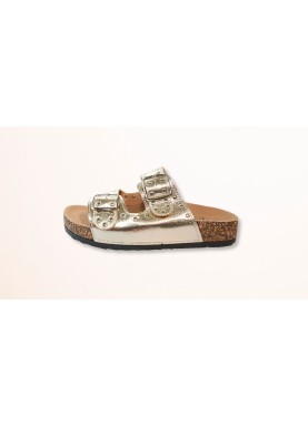 Sandale métallisée double boucle