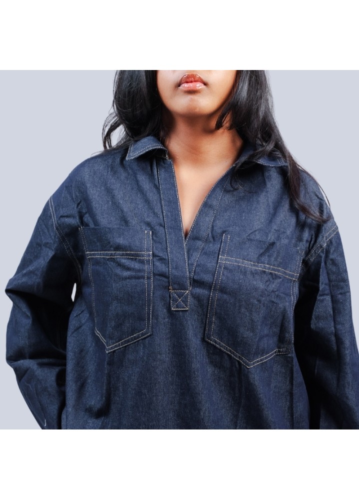 Chemise popover en denim