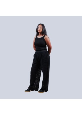 Pantalon en coton brodé