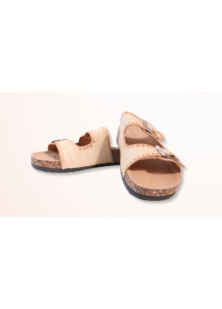 Sandale double boucle en liège
